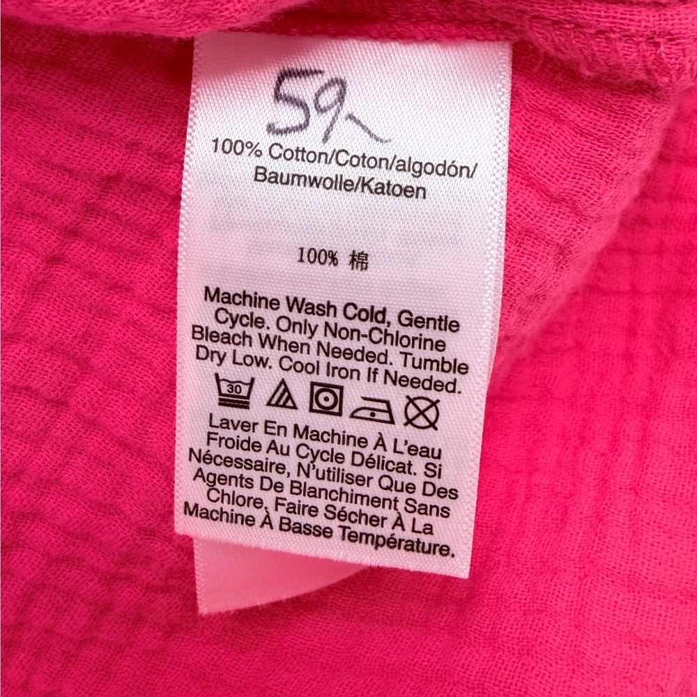 DKNY Hot Pink 100% Cotton Double Gauze Sleeveless Blouse Small Boho - Picture 4 of 5